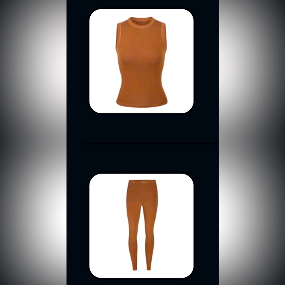 NWT Skims Outdoor Basic Crew Neck Tank (M) & Legging (L) Camel